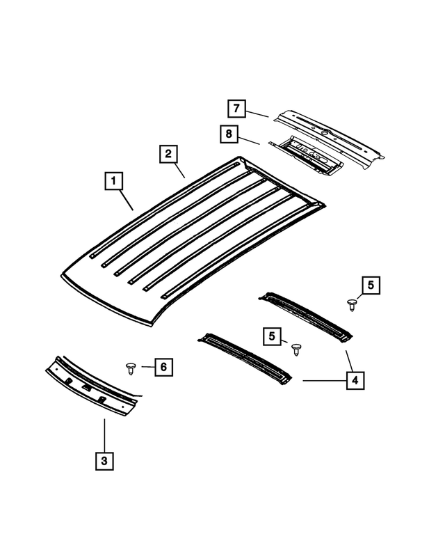 « 57010037AD – Body Sheet Metal Except Doors : Toit Panneau pour Mopar Image »