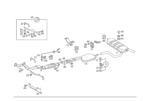 Exhaust System Used on Six-Cylinder Gasoline Vehicles for 1989 Mercedes-Benz 300TE #0