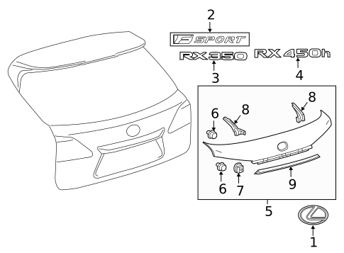 Exterior Trim - Lift Gate for 2016 Lexus RX450h #0