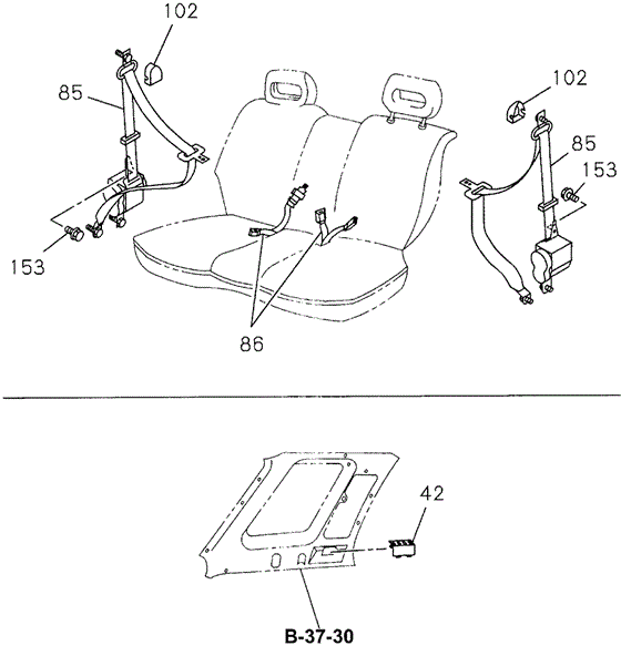 Rear Seat Belt for 1997 Honda Passport #0