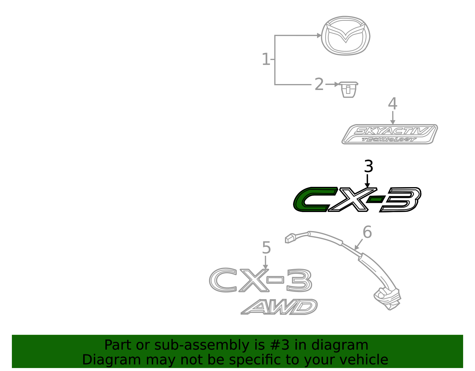D51G-51-771 - Hatch Emblem - 2021 Mazda CX-3 | Mazda Swag