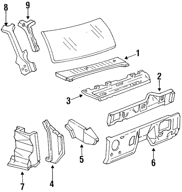 E9TZ1002536A - Body: Windshield Pillar for Ford: Bronco II, Ranger Image