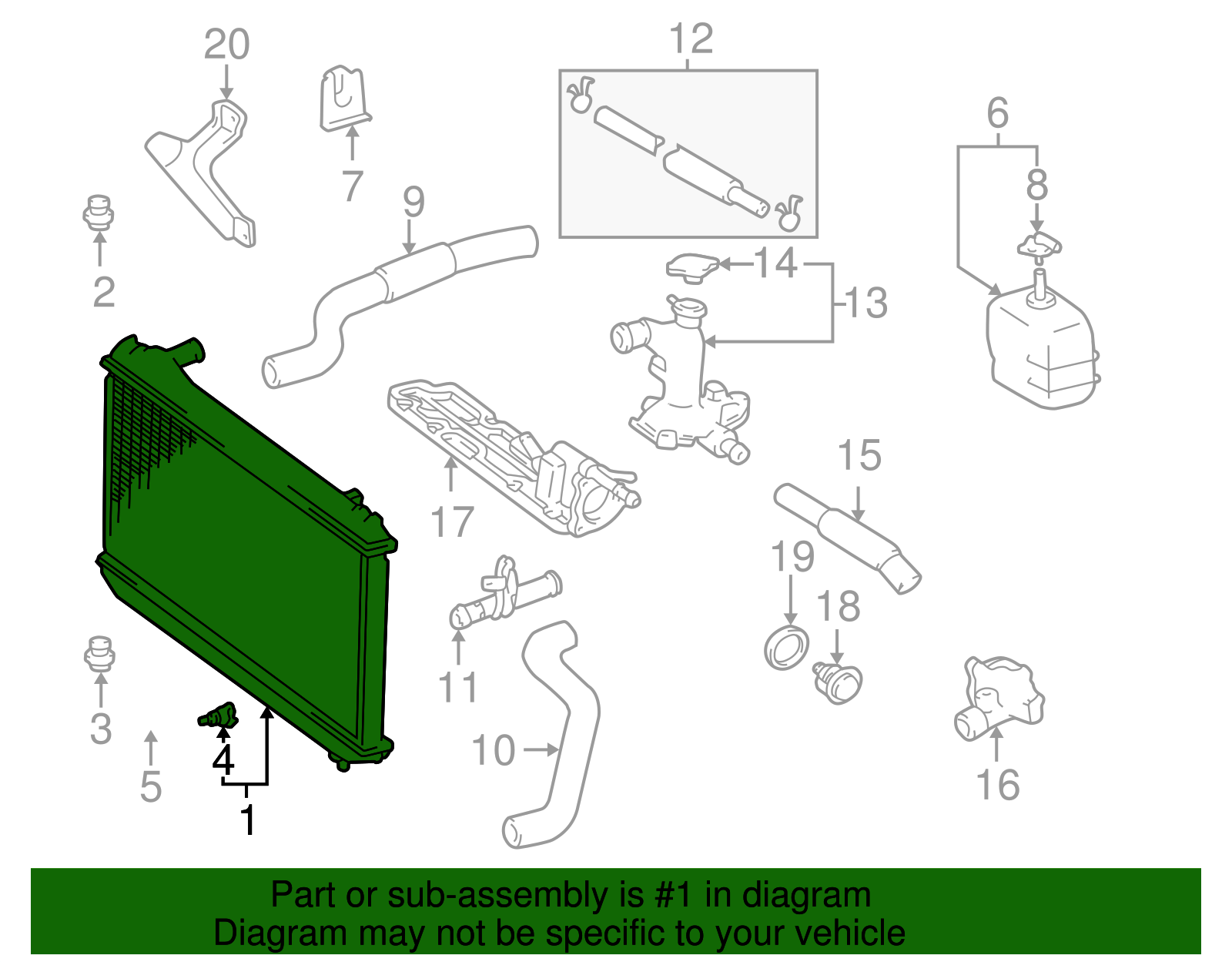 16410-AZ044 - Radiator Assembly 2002-2008 Toyota | Longo Toyota Parts