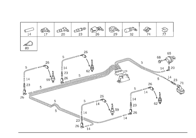 1581435 - Vacuum System/Hydraulic System: Piping for Mercedes-Benz Image image