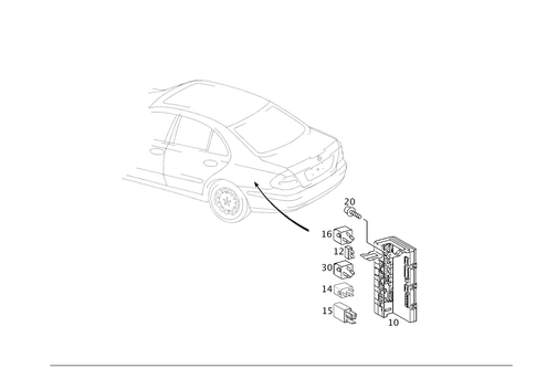 Control Modules and Relays in Load Compartment for 2002 Mercedes-Benz C 320 #0
