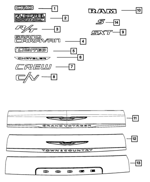 Nameplates for 2016 Chrysler Town & Country #0