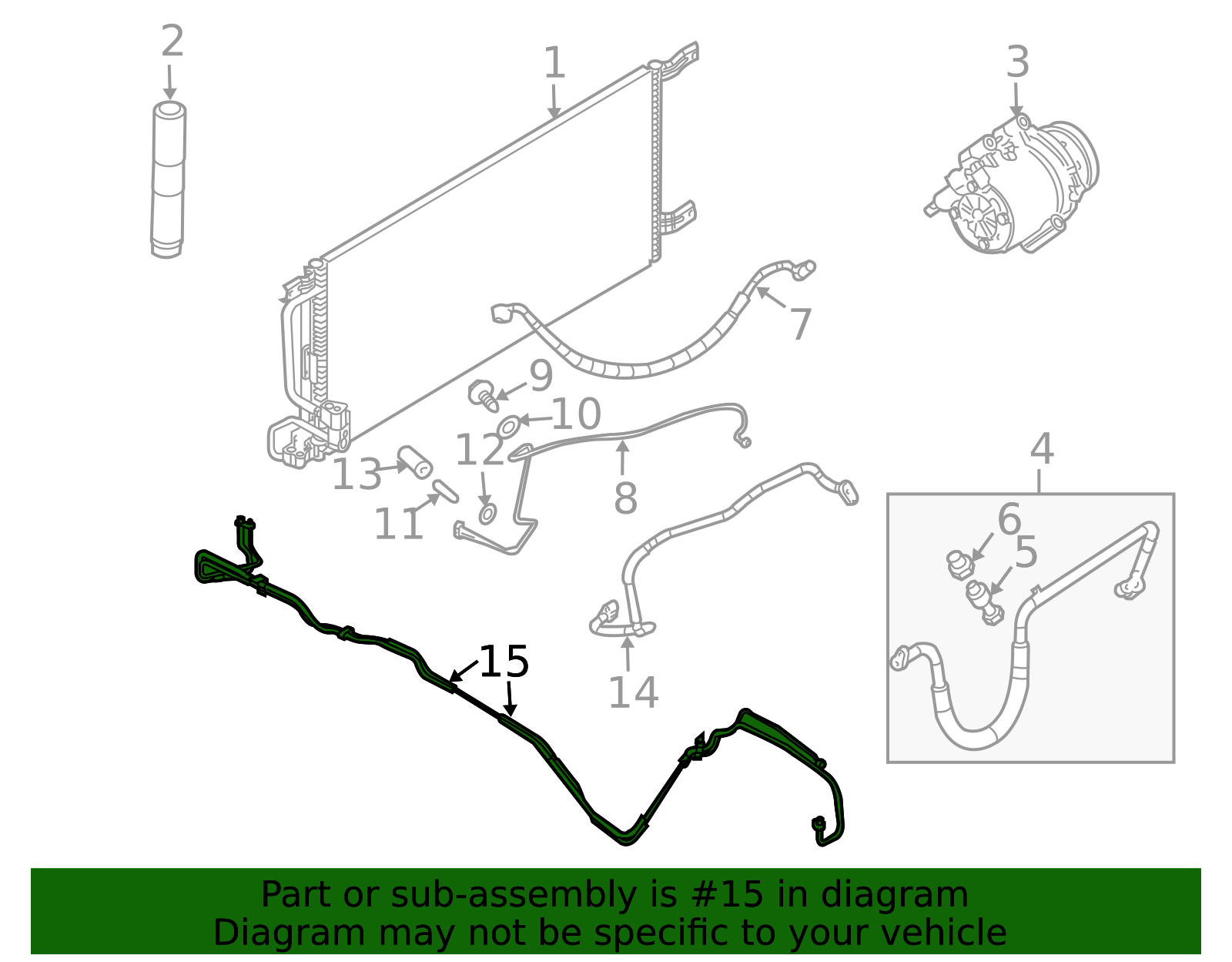 2005-2008 GM Front Half Auxiliary Air Conditioning Evaporator Hose ...