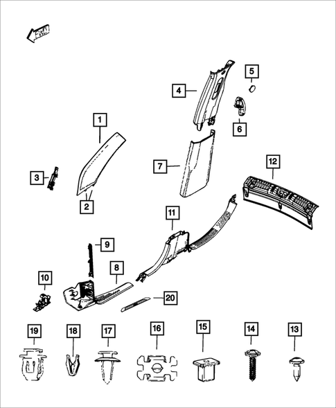 Panels - Moldings - Scuff Plates, Pillar, Cowl, 1/4 Panel Trim and Cargo Covers for 2020 Jeep Compass #1