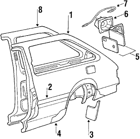 Quarter Panel & Components for 1987 Hyundai Excel #1