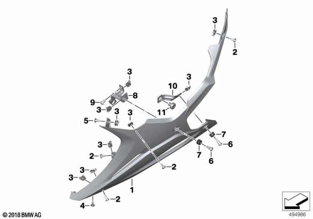 46638569798 - : Mount Engine Spoiler, Rear, Right for BMW-Motorrad Image