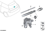 61617411251 - Vehicle Electrical System: Wiper Arm for Mini: Cooper, Cooper ALL4, Cooper C, Cooper S, Cooper S ALL4, Cooper SE, Cooper SE ALL4, JCW, JCW ALL4 Image image