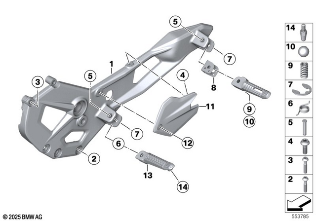 46718361540 - Frame and Mounting Parts: Footrest, Right -  for BMW-Motorrad Image