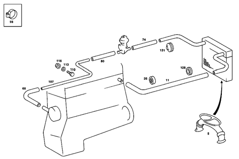 Heating Water Connection for 1989 Mercedes-Benz 190 E #3