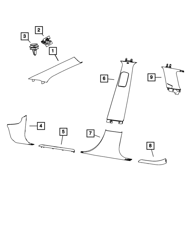 6EJ60HL1AA - Interior Trim: A Pillar Molding, Right for Mopar Image