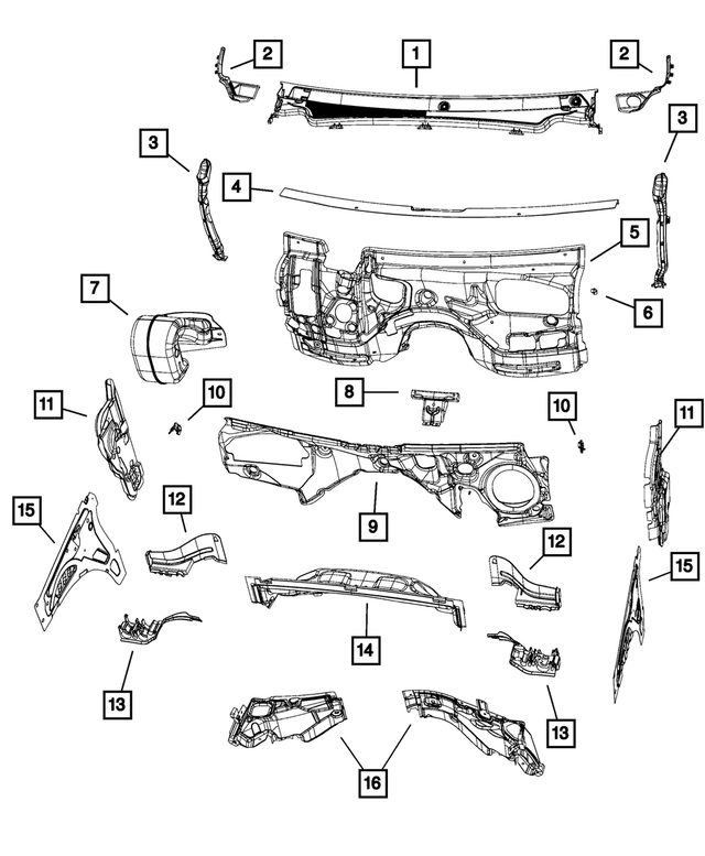 55112951AB - Body Sheet Metal Except Doors: Cowl Side Trim Panel, Left for Mopar Image image