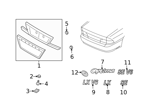 Exterior Trim - Trunk for 2005 Kia Optima #0