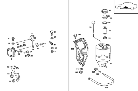 Oil Tank & Valves of Hydraulic System for 1991 Mercedes-Benz 560SEL #1