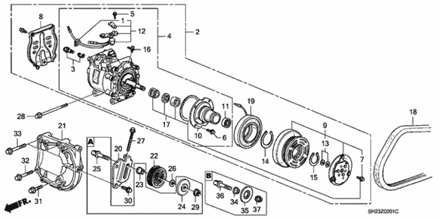 A/C Compressor (Sanden) for 1991 Honda CRX #0