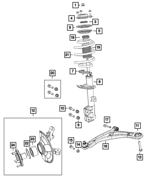 Front Suspension, Strut and Cradle for 2014 Jeep Patriot #0