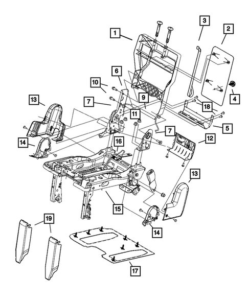 Rear Seats - Third Row - Adjusters, Recliners, Shields and Risers for 2015 Ram C/V #3