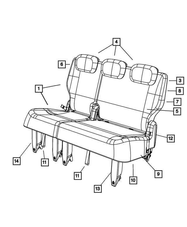 1BW841D5AA - Interior Trim: Rear Seat Complete, Right for Chrysler: Town &amp; Country | Dodge: Grand Caravan Image
