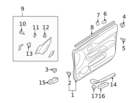 Interior Trim - Front Door for 2007 Mitsubishi Outlander #7