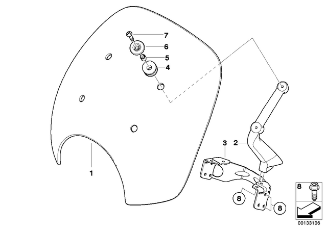 46637672983 - : Windshield Bracket, Left for BMW-Motorrad Image