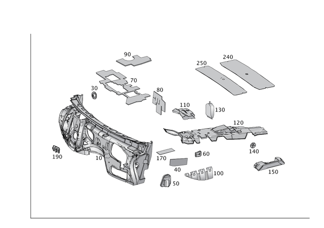 1666820928 - Trim: Dampening, Firewall for Mercedes-Benz: GL350, GL450, GL550, GL63 AMG, GLE300d, GLE350, GLE400, GLE43 AMG, GLE450 AMG, GLE550e, GLE63 AMG, GLE63 AMG S, GLS350d, GLS450, GLS550, GLS63 AMG, ML250, ML350, ML400, ML550, ML63 AMG Image image