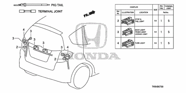 Electrical Connectors (RR.) for 2012 Honda Fit #0