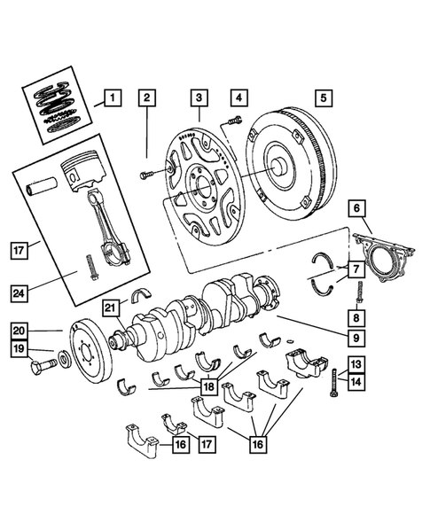 Crankshaft, Pistons and Torque Converter for 2005 Dodge Durango #0