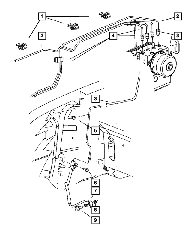 52090403AE - Service Brakes: Brake Tube, Left for Mopar Image