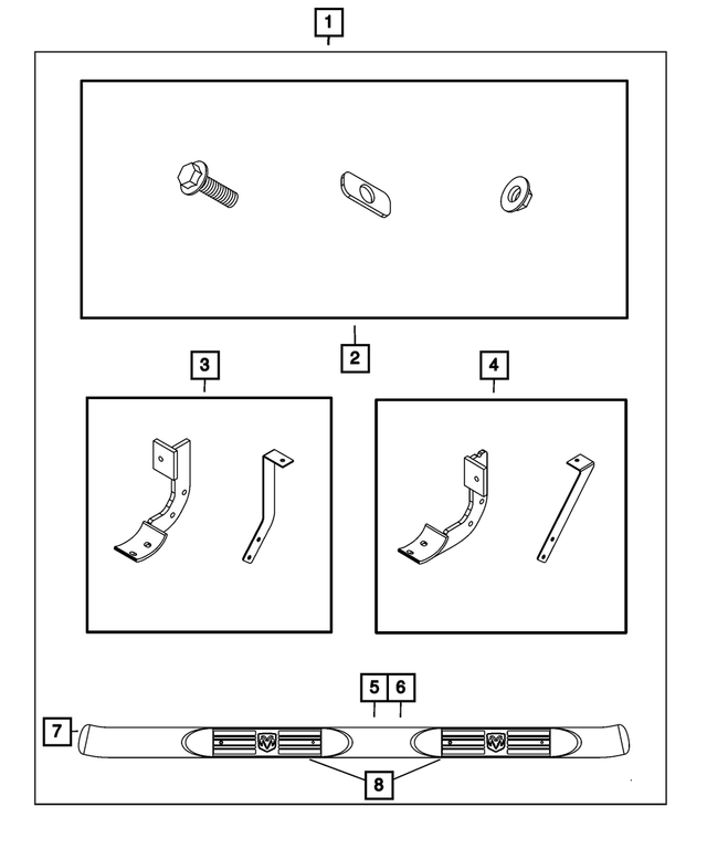 « 82209624AD – Mopar Accessories - Component Parts : Tubulaire Latéral Marchepied (ensemble) pour Mopar Image »