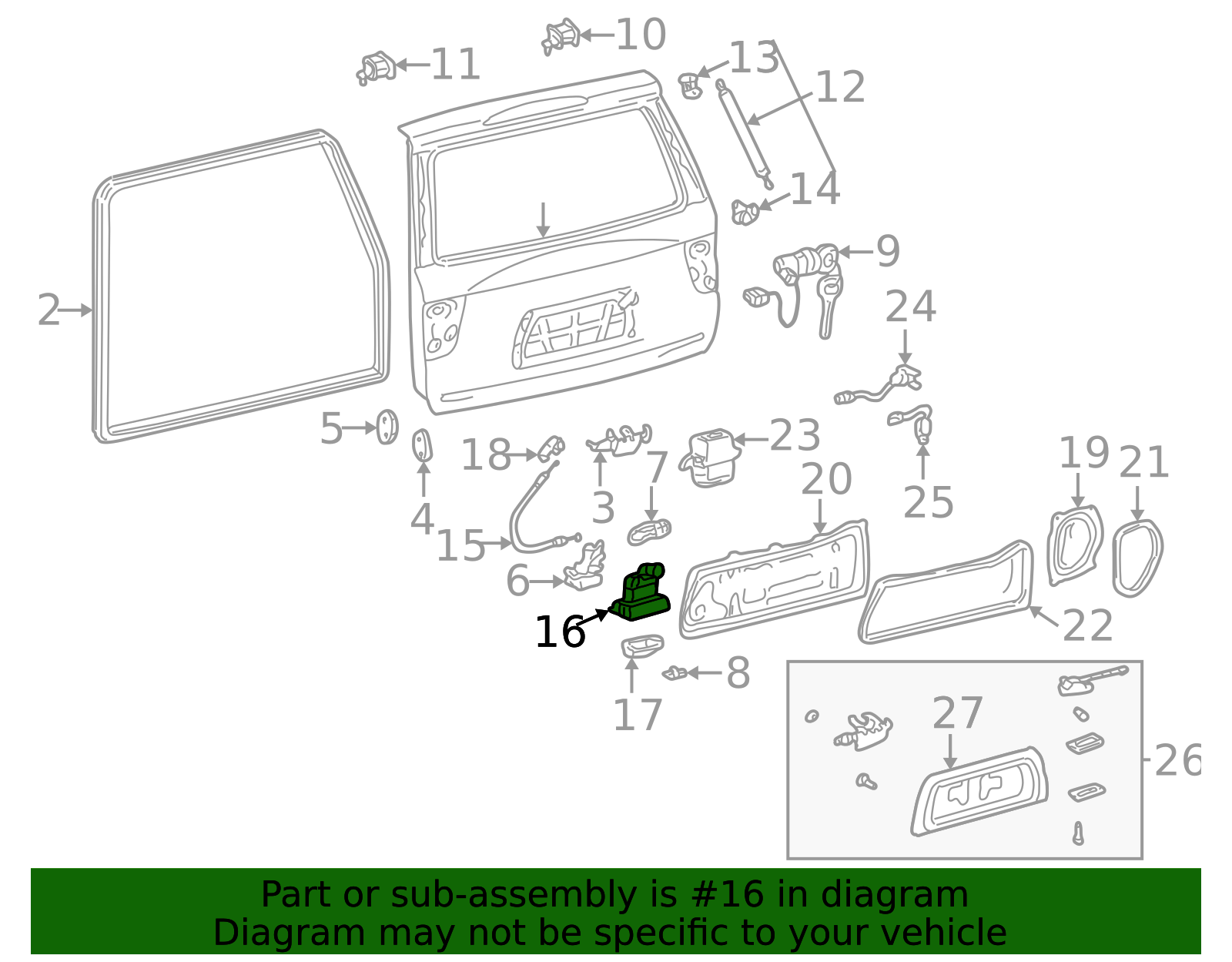 Genuine Official Toyota Protector, Back Door Lock part# 69358