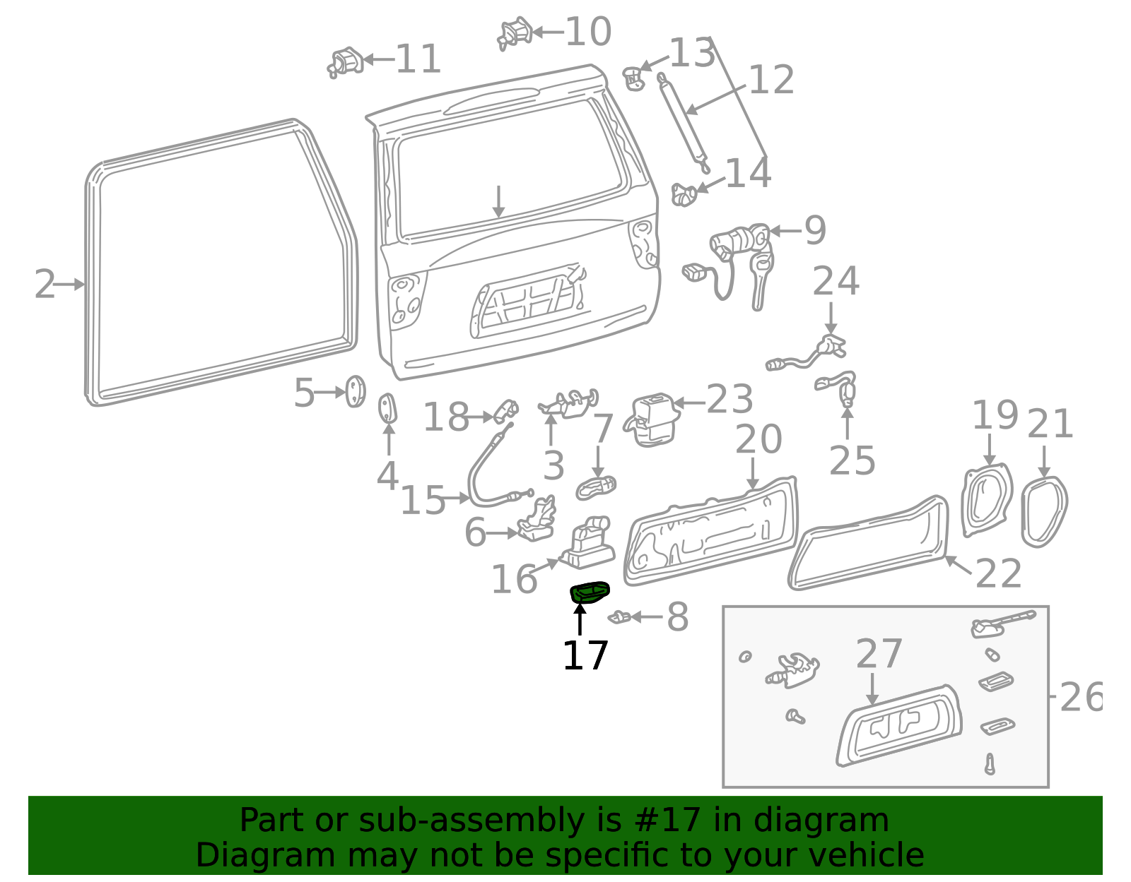 2001-2007 Toyota Sequoia Protector Sub-Assembly, Back Door Lock 69308 ...
