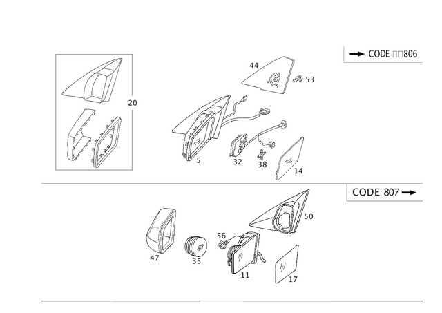1298102316 - Front Doors: Mirror, Outer for Mercedes-Benz Image image