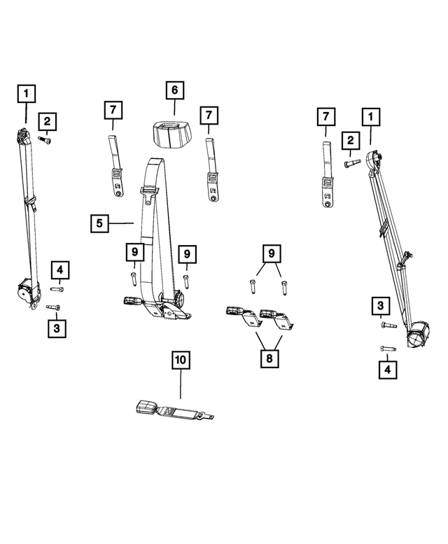 5KP98LR3AC - Restraints: Rear Outer Seat Belt, Right Or Left for Mopar Image