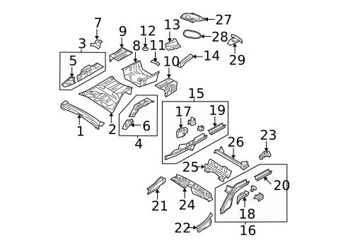 Rear Floor & Rails for 2006 Subaru Legacy #1