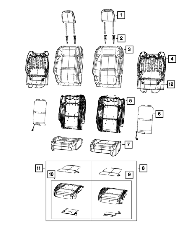 « 7HH06TX7AA – Interior Trim : Dossier De Siège Avant Couvercle, Côté Droit pour Mopar Image »