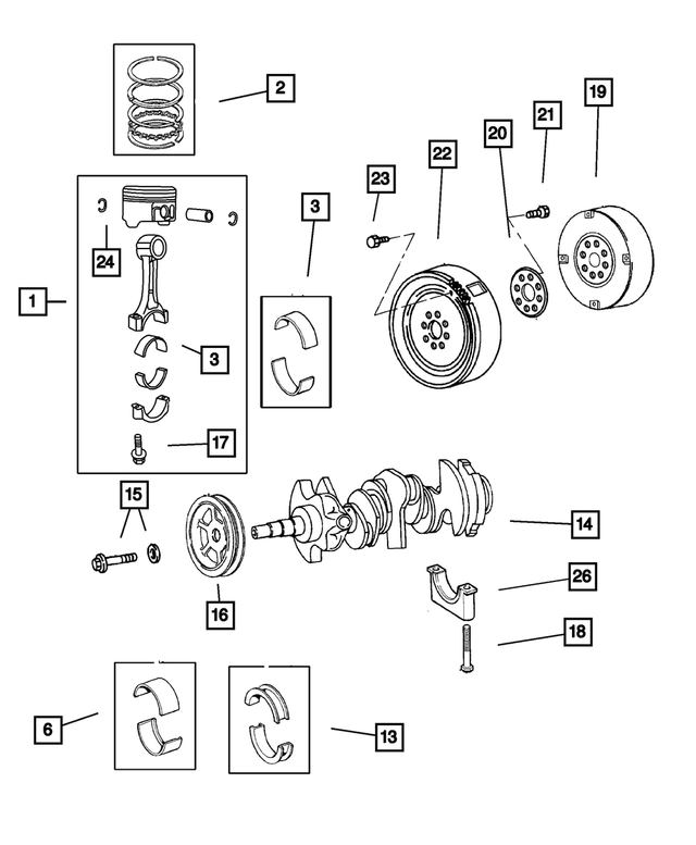 4897027AA - Engine 2.7L Six Cylinder: Complete Engine Piston Ring Set for Mopar Image image