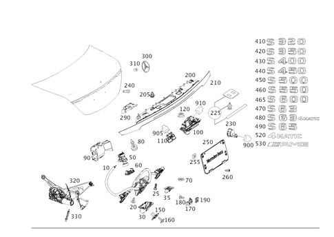 Rear Lid Latch-Type Lock, Rear Lid Attachment Parts for 2018 Mercedes-Benz S65 AMG #0