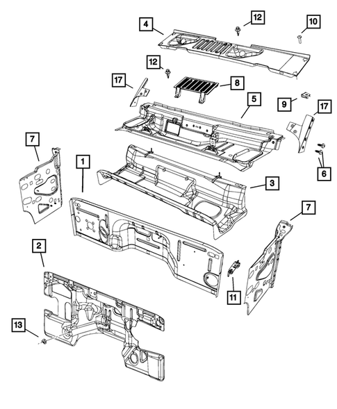 Cowl and Dash Panel for 2015 Jeep Wrangler #0