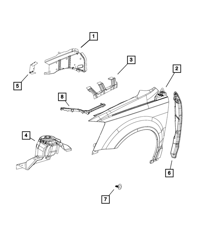 68029131AC - Body Sheet Metal Except Doors: Fender Panel, Left for Mopar Image
