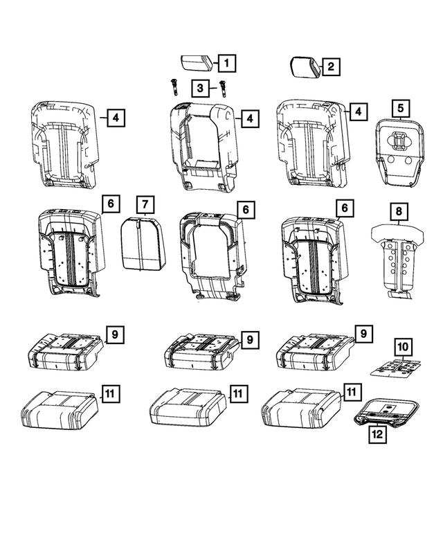 7MV11WA6AA - Interior Trim: Rear Seat Cushion Cover, Left for Mopar Image