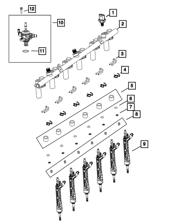 68507377AA - Fuel and Accelerator Pedal: Fuel Rail for Mopar Image
