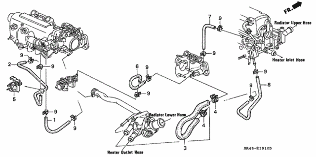 Water Hose (1) for 1992 Honda Civic #0