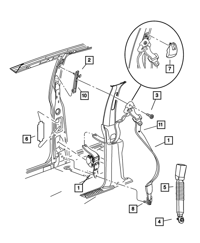 5JQ221L5AA - : Front Inner Seat Belt, Right for Mopar Image