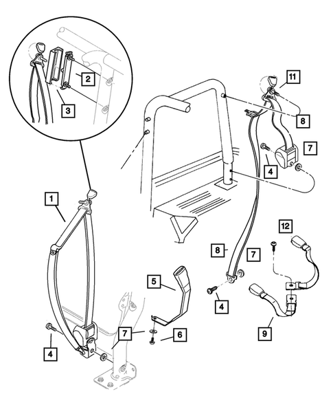 Seat Belts-Front and Rear for 2002 Jeep Wrangler #0