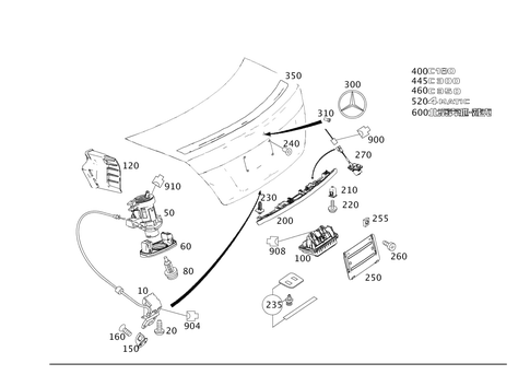 Trunk Lid Push-Button Lock, Trunk Lid Detachable Parts for 2008 Mercedes-Benz C350 #0