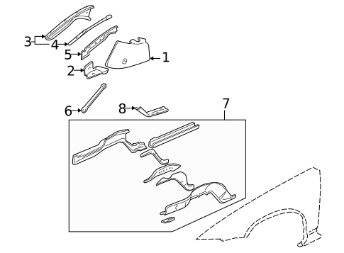 Structural Components & Rails for 2005 Buick Century #0