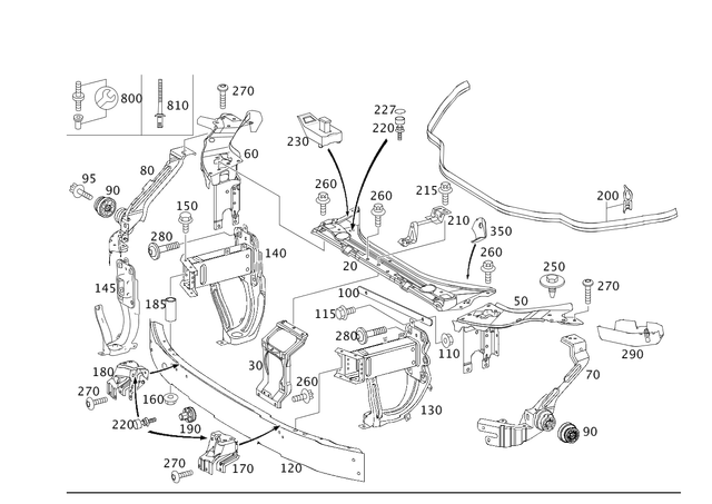 2116204016 - Cowl, Front Panel: Reinforcement for Mercedes-Benz Image image